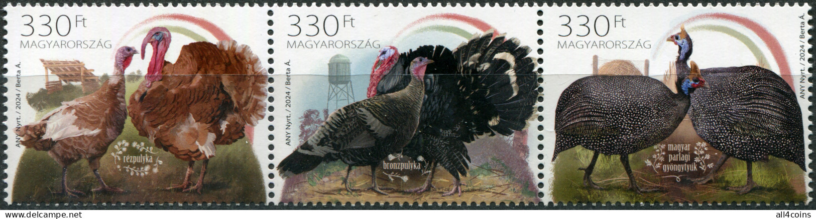 Hungary 2024. Poultry Breeds Of Hungary (MNH OG) Block Of 3 Stamps - Ongebruikt