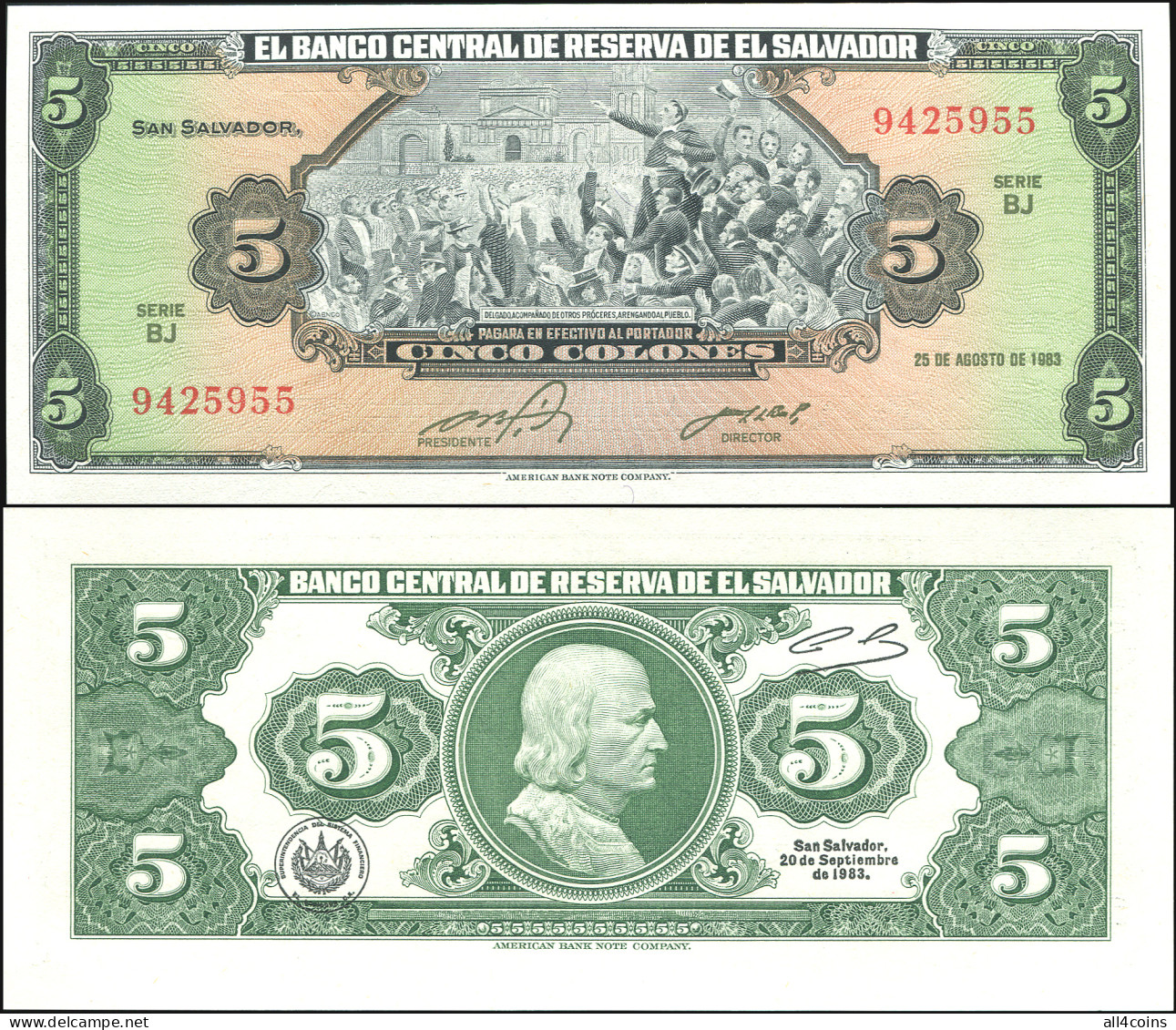 El Salvador . 25.08.1983 (1983) Paper Unc. Banknote Cat# P.134a - Salvador