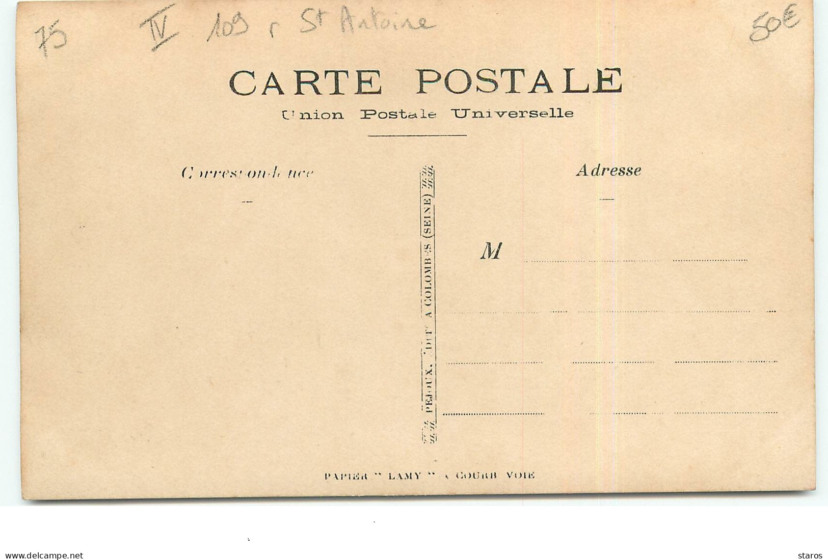 Carte Photo - PARIS IV - 109, Rue Saint Antoine - Rôtisserie Volailles - Maison A. Menage - District 04