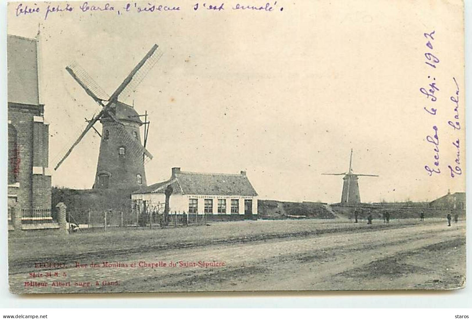 Belgique - EECLOO - Rue Des Moulins Et Chapelle Du Saint-Sépulcre - Moulin à Vent - Windmill - Eeklo