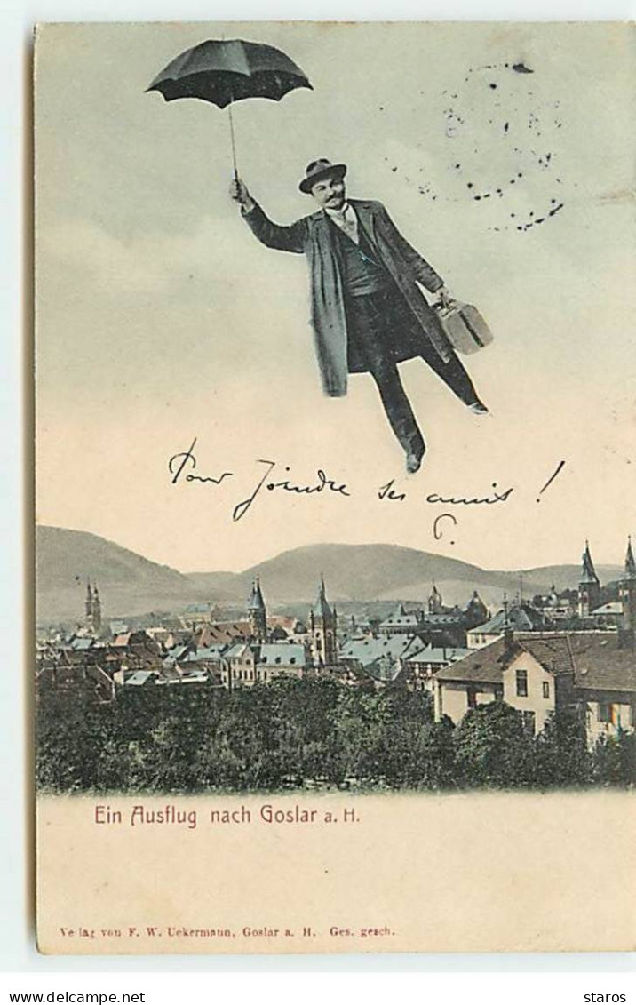 Allemagne - Ein Ausflug Nach GOSLAR - Homme Avec Un Parapluie Dans Le Ciel - Surréalisme - Goslar