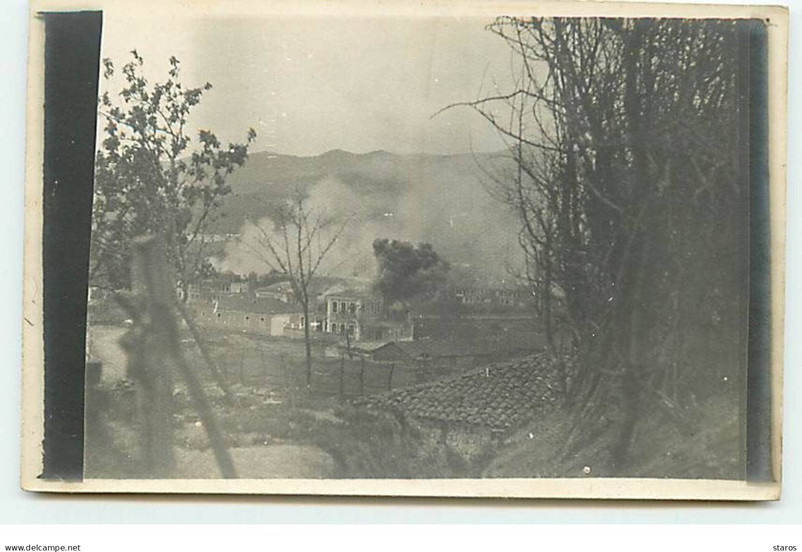 Macedoine - RPPC - MONASTIR - Le Quartier De La Gare Pendant Le Bombardement Mars 1917 - Macédoine Du Nord