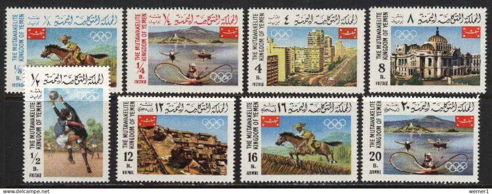 Yemen Kingdom 1967 Olympic Games Mexico Set Of 8 MNH - Summer 1968: Mexico City