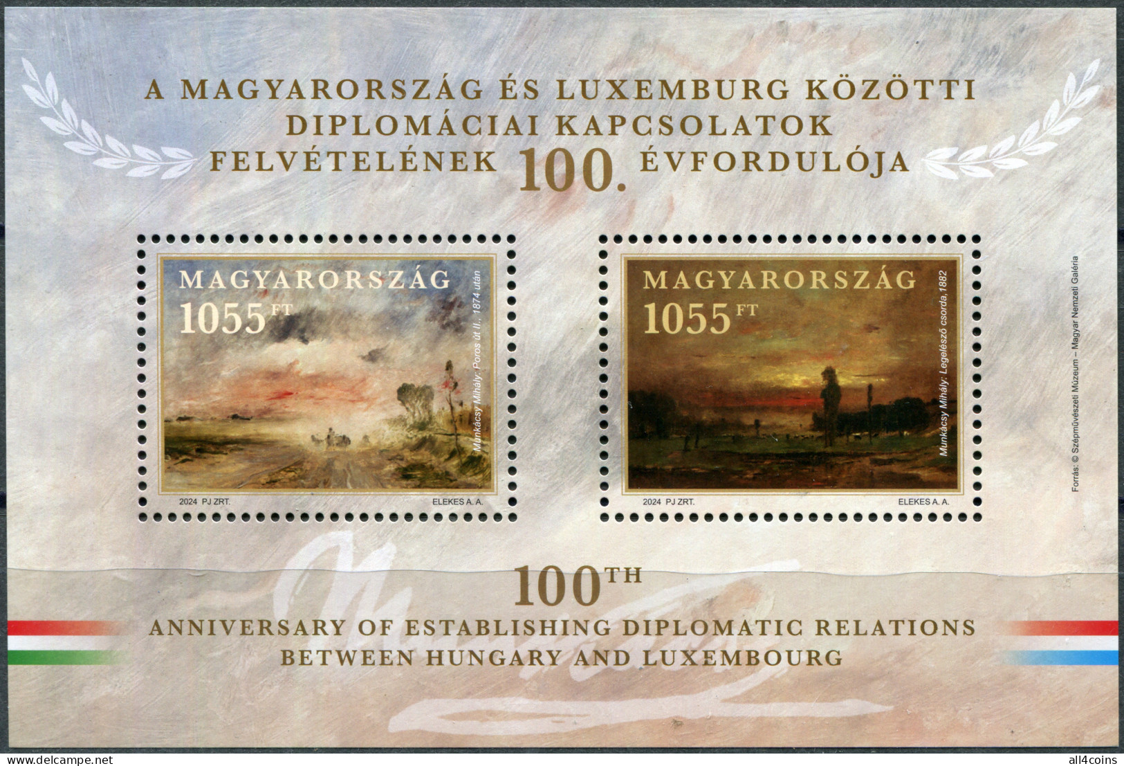 Hungary 2024. Diplomatic Relations With Luxembourg - Art (MNH OG) Souvenir Sheet - Neufs