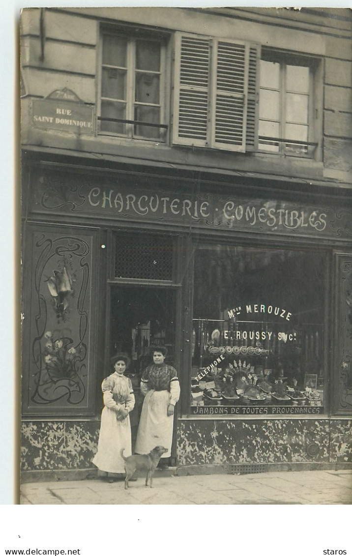 Carte Photo - PARIS VII - 52 Rue Saint Dominique - Charcuterie - Maison Merouze - E. Roussy Successeur - District 07