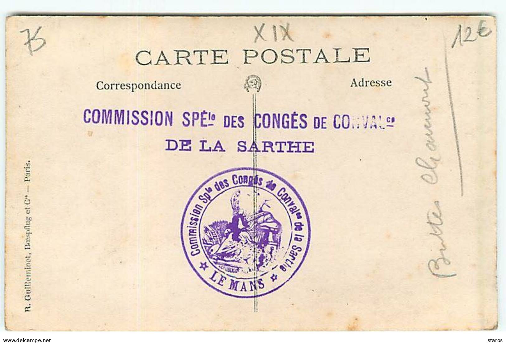 Carte Photo - PARIS XIX - Couple Aux Buttes Chaumont - Cachet Commission Spéciale Congés De Convalescence De La Sarthe - Arrondissement: 19
