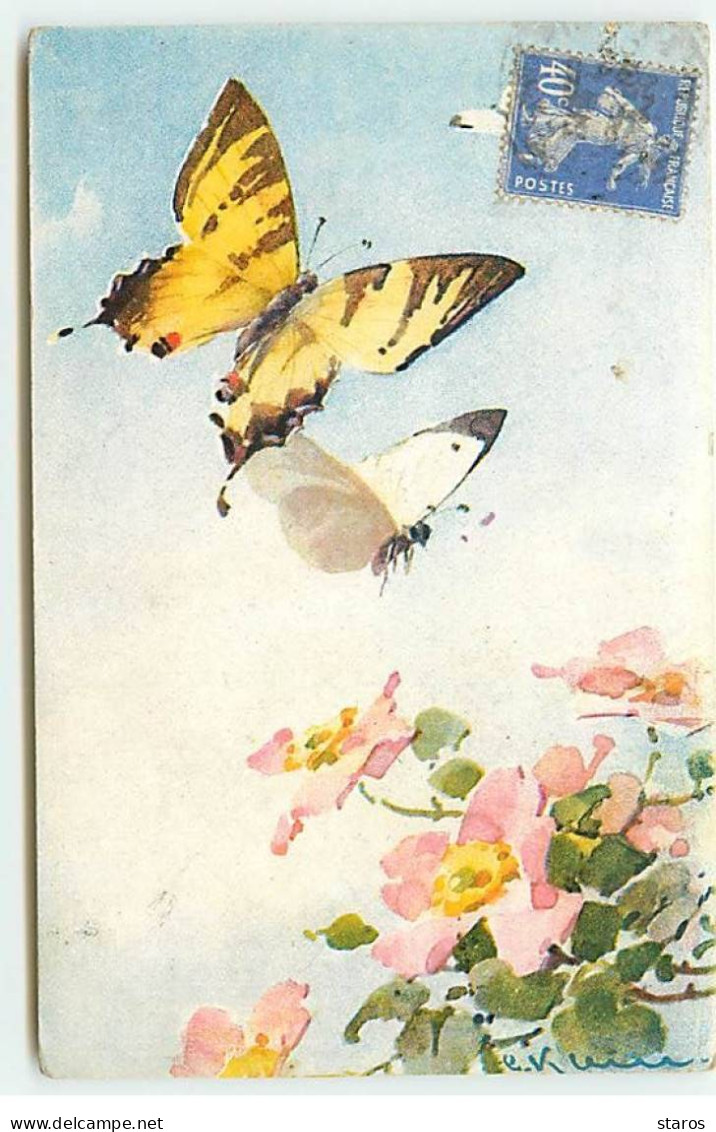 Illustrateur - C. Klein - Papillons Volant Au-dessus De Fleurs D'un Arbre Fruitier - Klein, Catharina