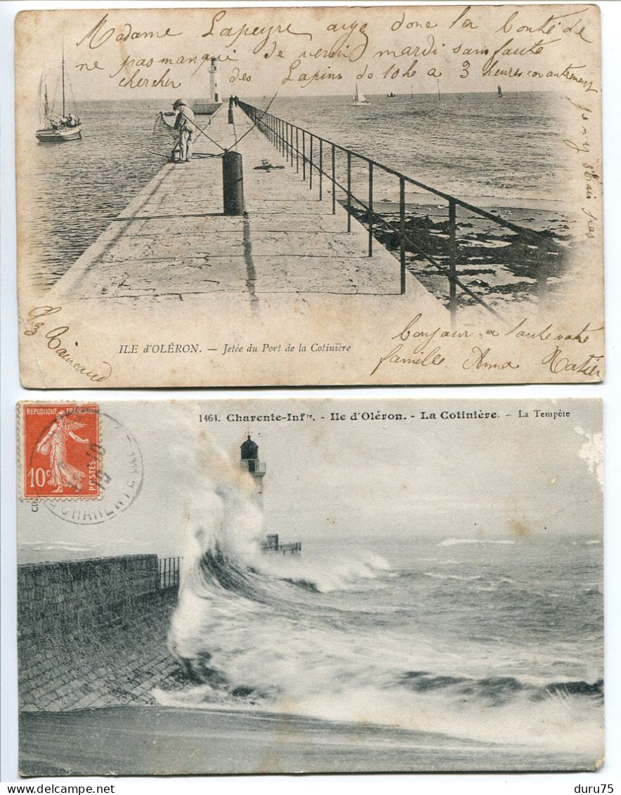 LOT 2 CP * OLÉRON La COTINIERE Jetée Du Port (Pionnière) Et La Tempête (Phare ) Etat Médiocre - Ile D'Oléron