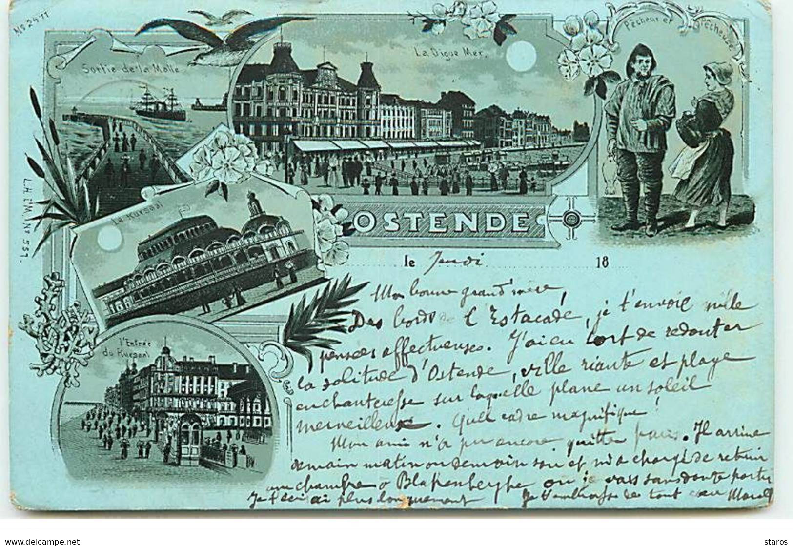 Belgique - OSTENDE - Gruss 1898 - Carte à La Lune - Kursaal - Oostende