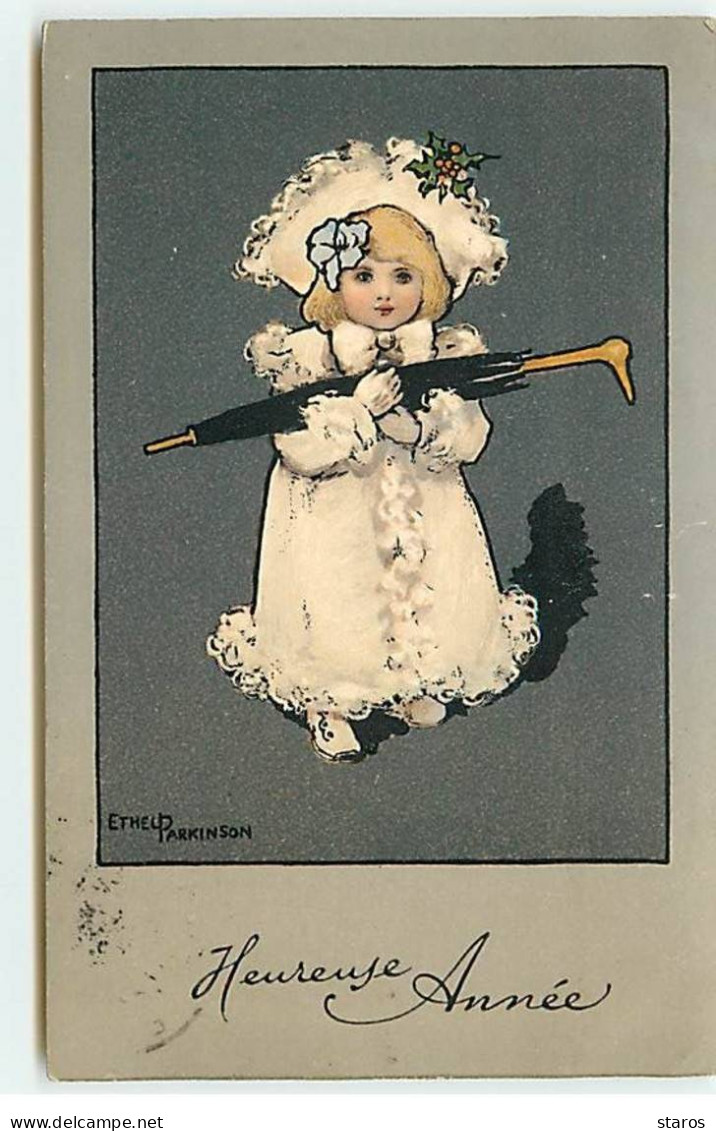 Illustrateur - MM Vienne N°233 - Ethel Parkinson - Heureuse Année - Fillette Portant Un Parapluie - Parkinson, Ethel