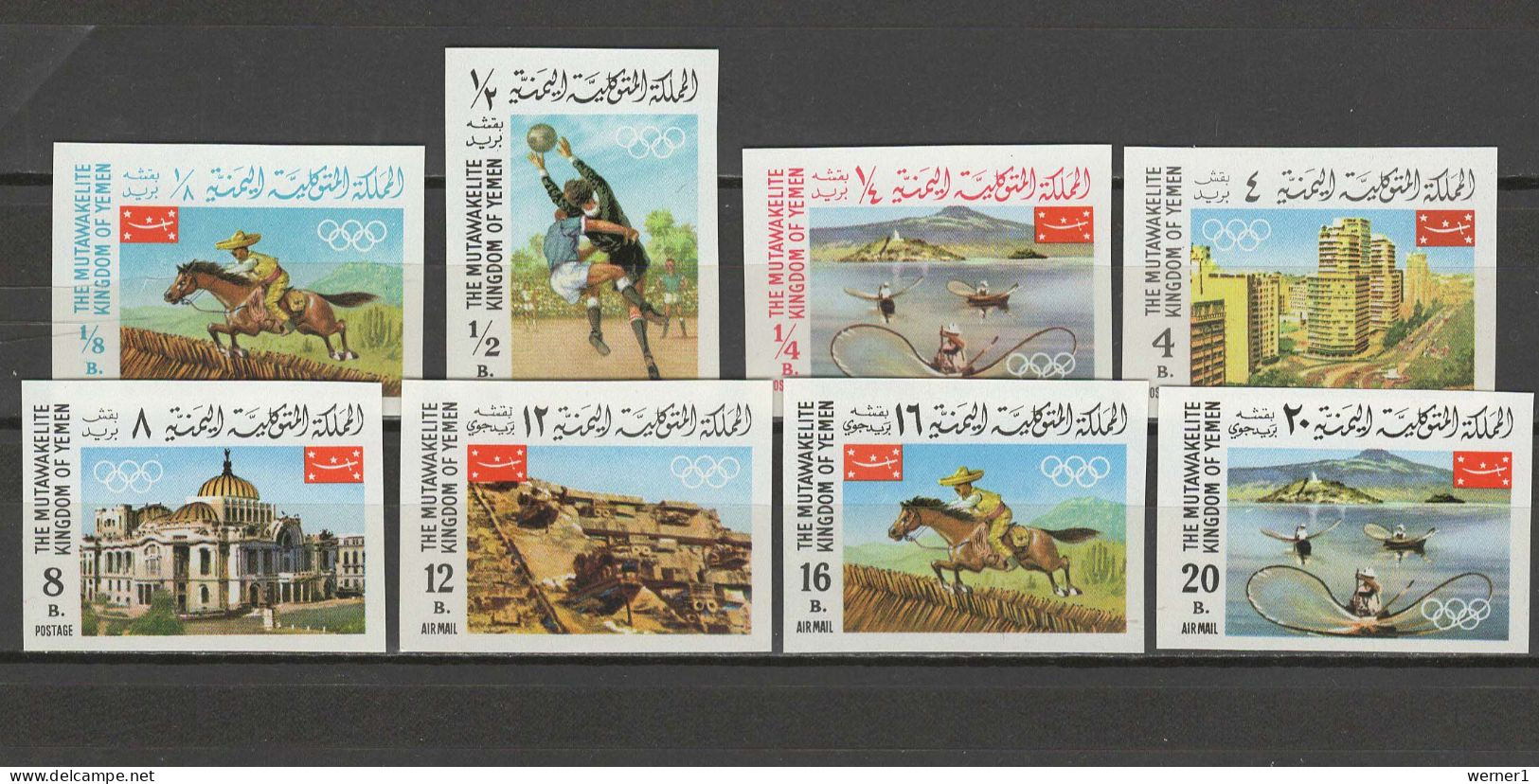 Yemen Kingdom 1967 Olympic Games Mexico Set Of 8 Imperf. MNH - Summer 1968: Mexico City