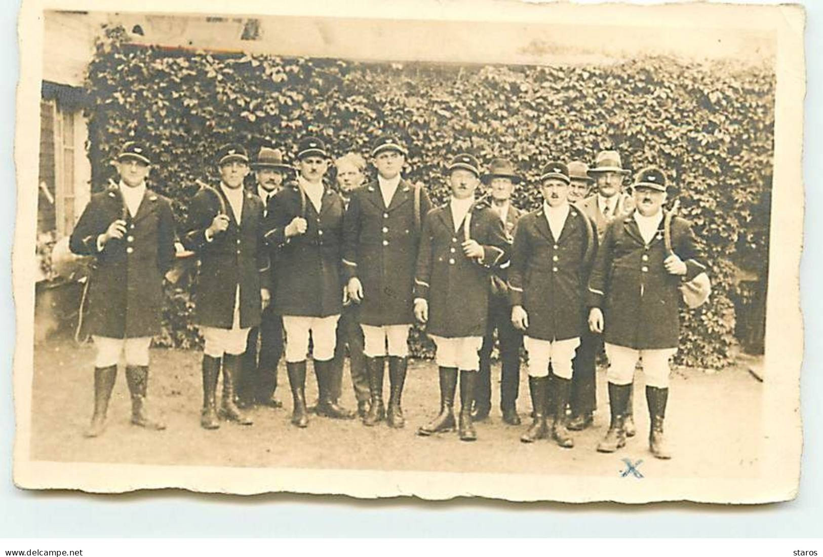 Carte Photo - Chasse - Hommes Portant Des Cors De Chasse - Bidot Photo, Honfleur - Hunting