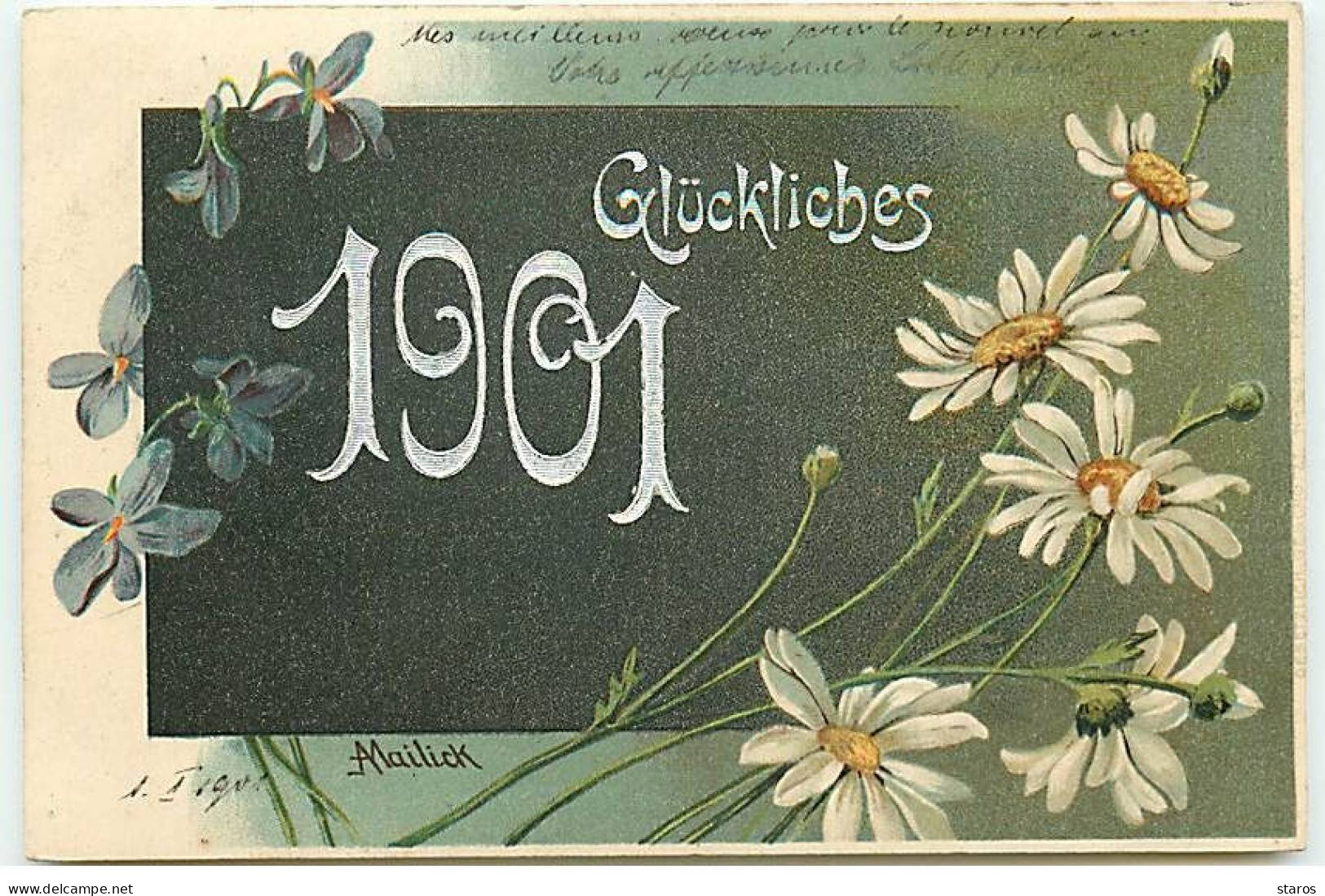Carte Gaufrée - Nouvel An - Mailick - Glückliches 1901 - Marguerites - New Year