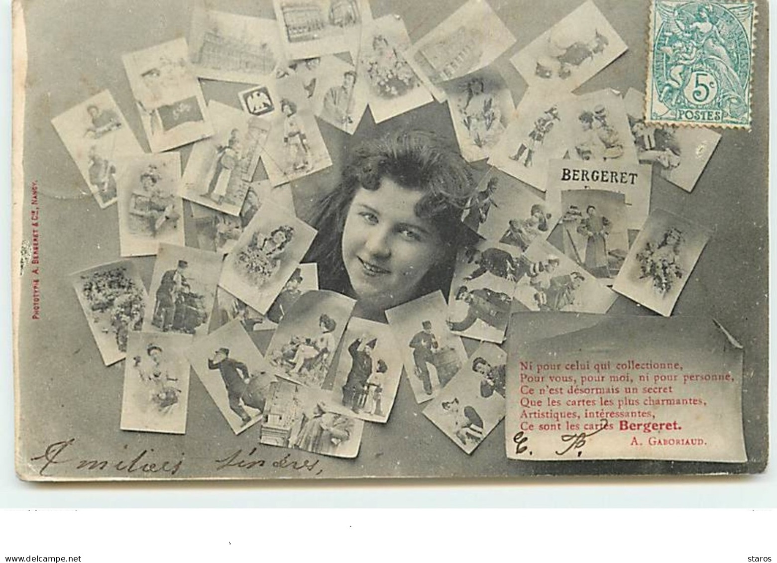 Bergeret - Portrait De Fillette Avec Autour Des Cartes Postales De Bergeret - Bergeret