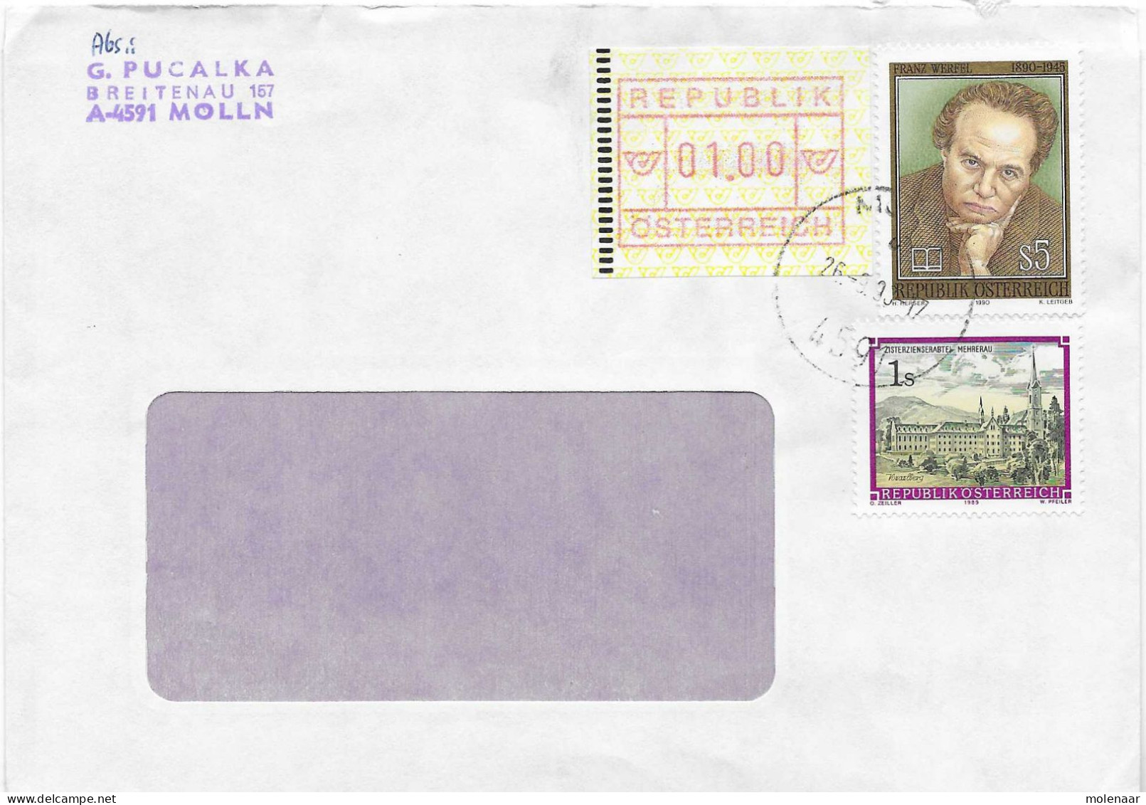 Postzegels > Europa > Oostenrijk > 1945-.... 2de Republiek > 1981-1990>brief Uit 1990 Met 3 Postzegels (17764) - Covers & Documents