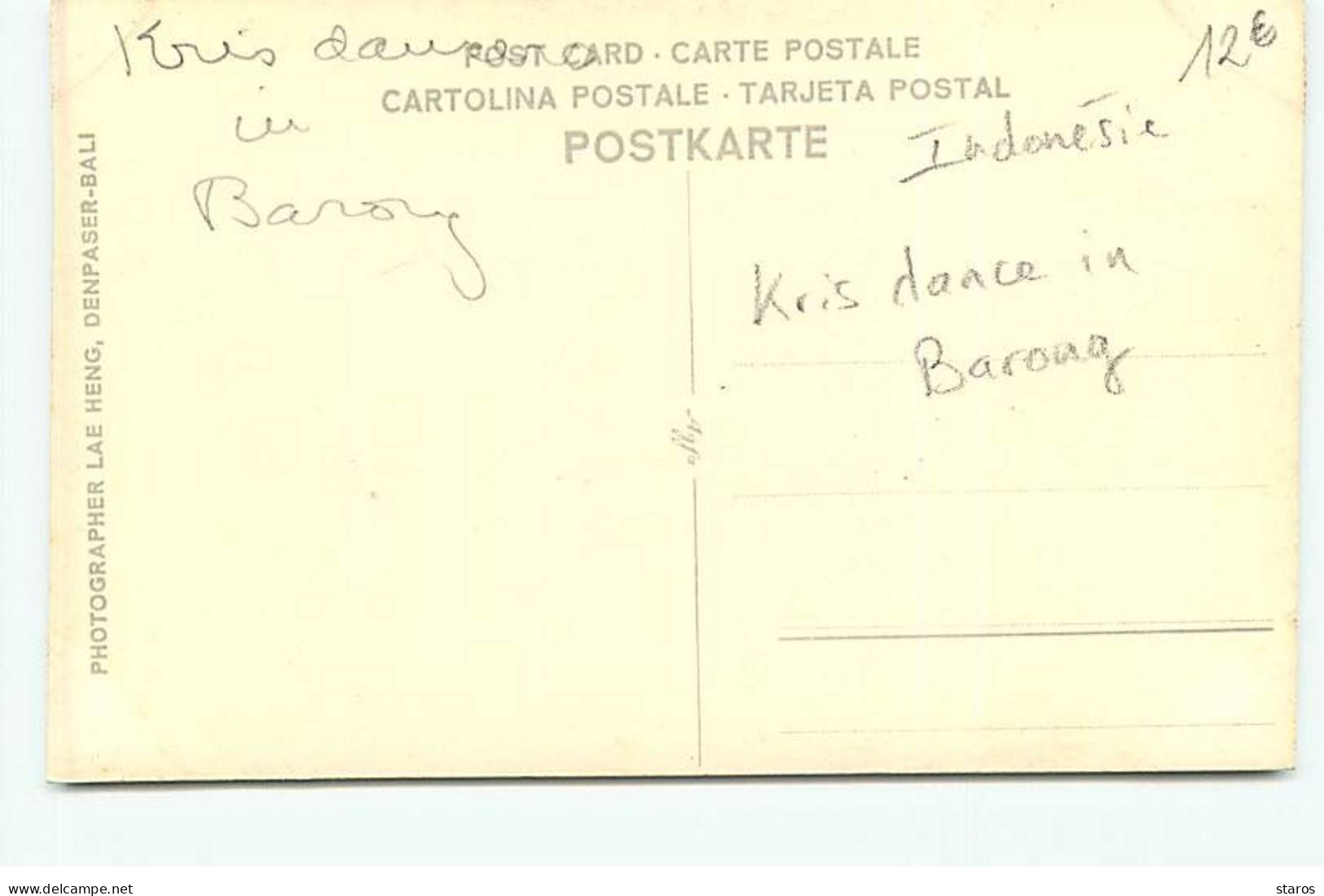 Indonésie - RPPC - Kris Dance In Barong - Indonésie