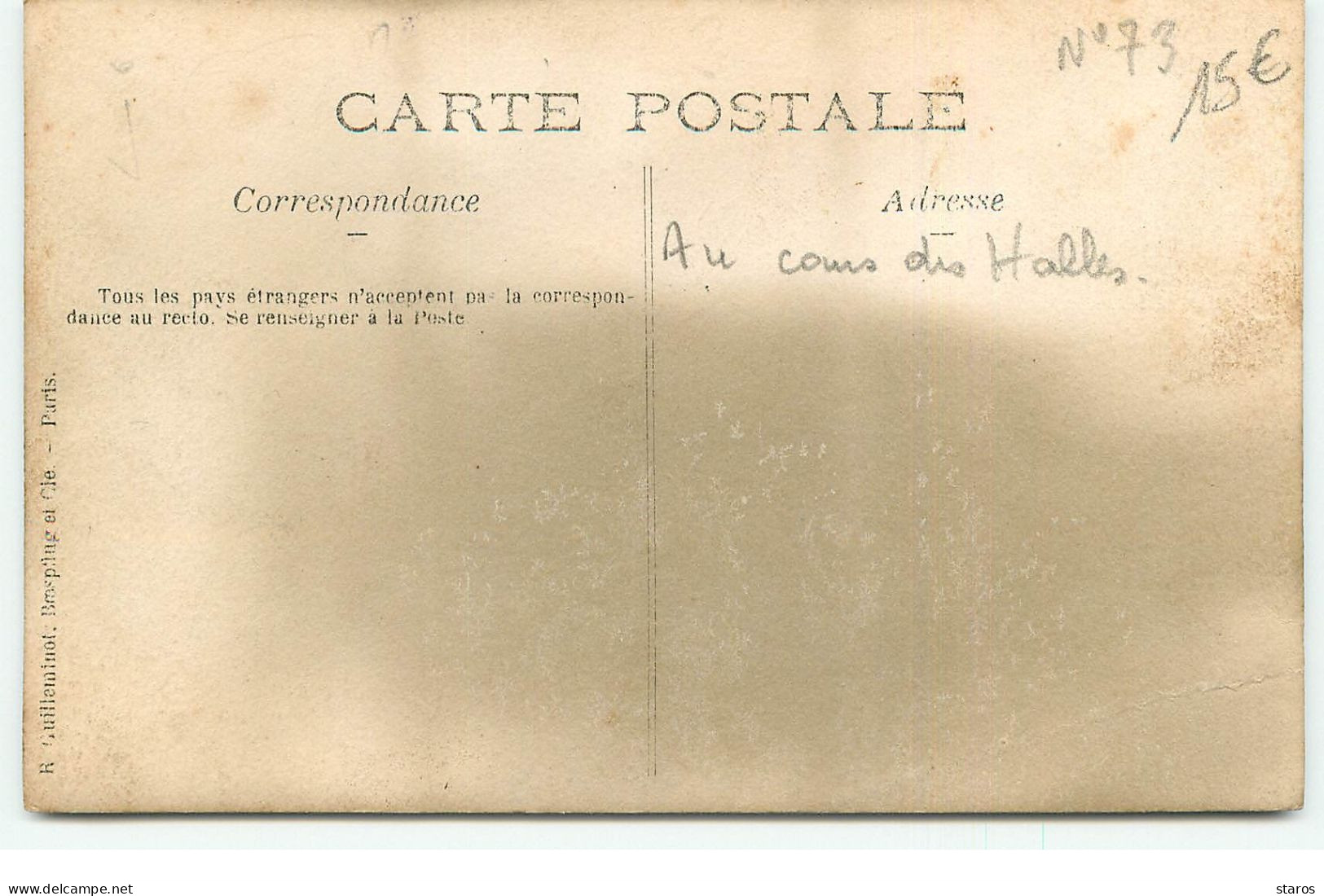 Carte Photo - N°73 Au Cours Des Halles - Devanture Magasin - Geschäfte