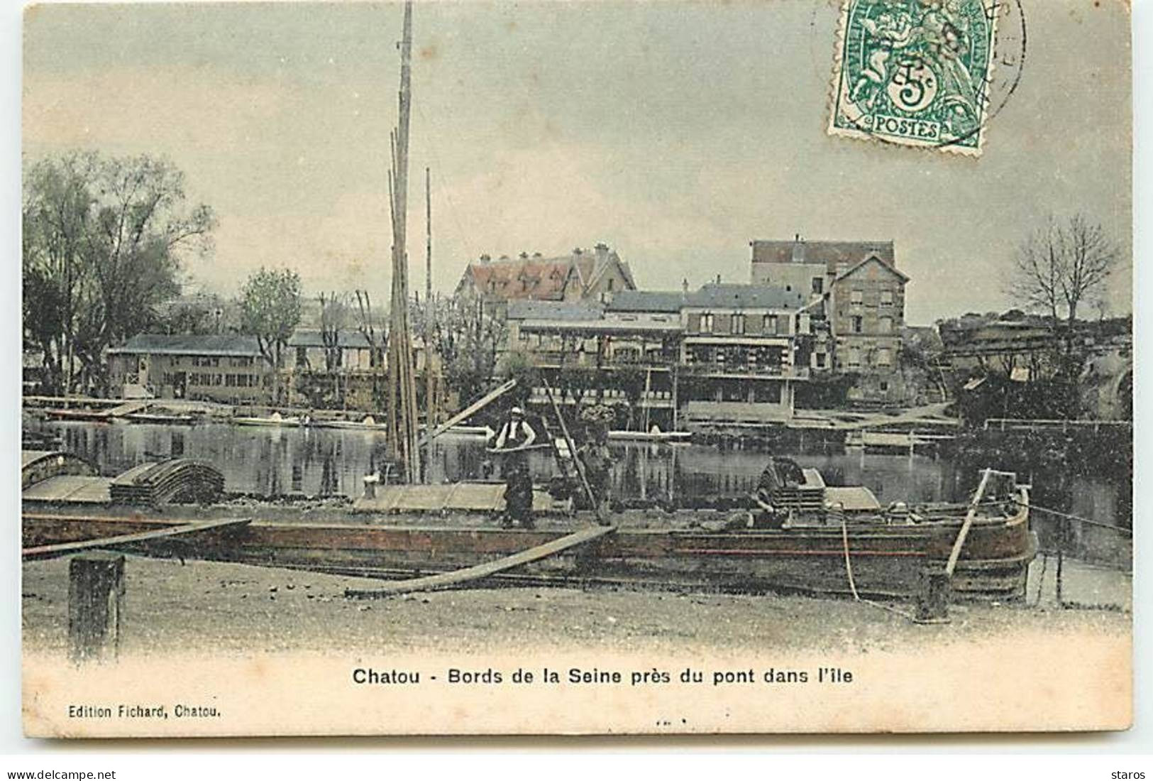 CHATOU - Bords De La Seine Près Du Pont Dans L'Ile - Péniche - Chatou