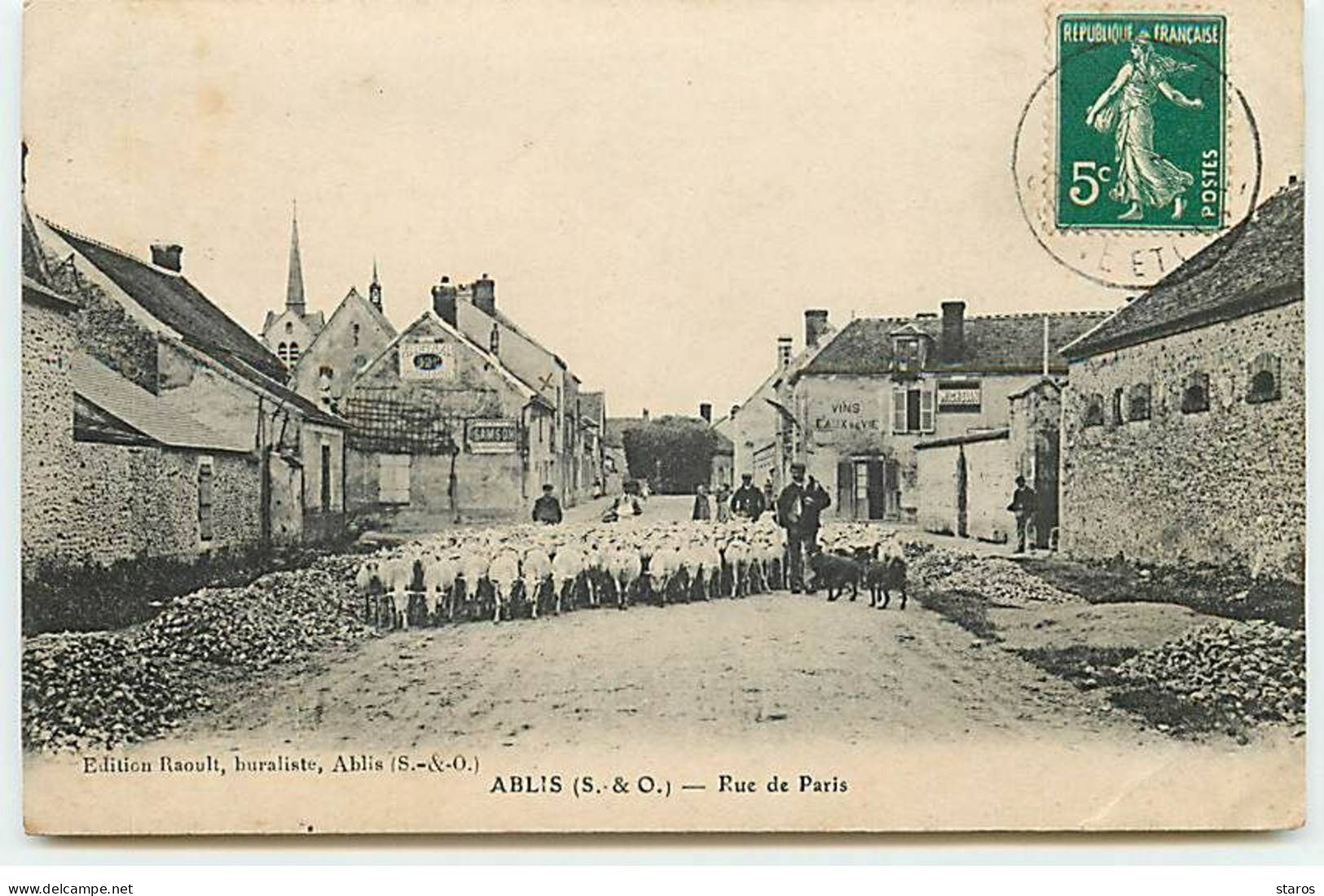 ABLIS - Rue De La Paris - Troupeau De Moutons Et Son Berger - Ablis