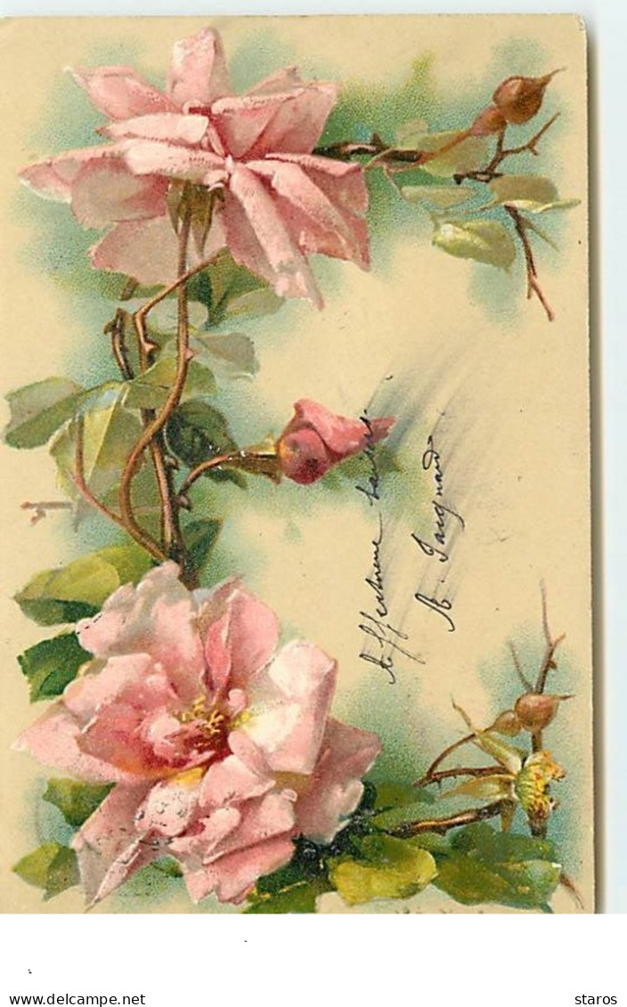 C. Klein - Alphabet Lettre E - Roses Rose Pâle - Klein, Catharina