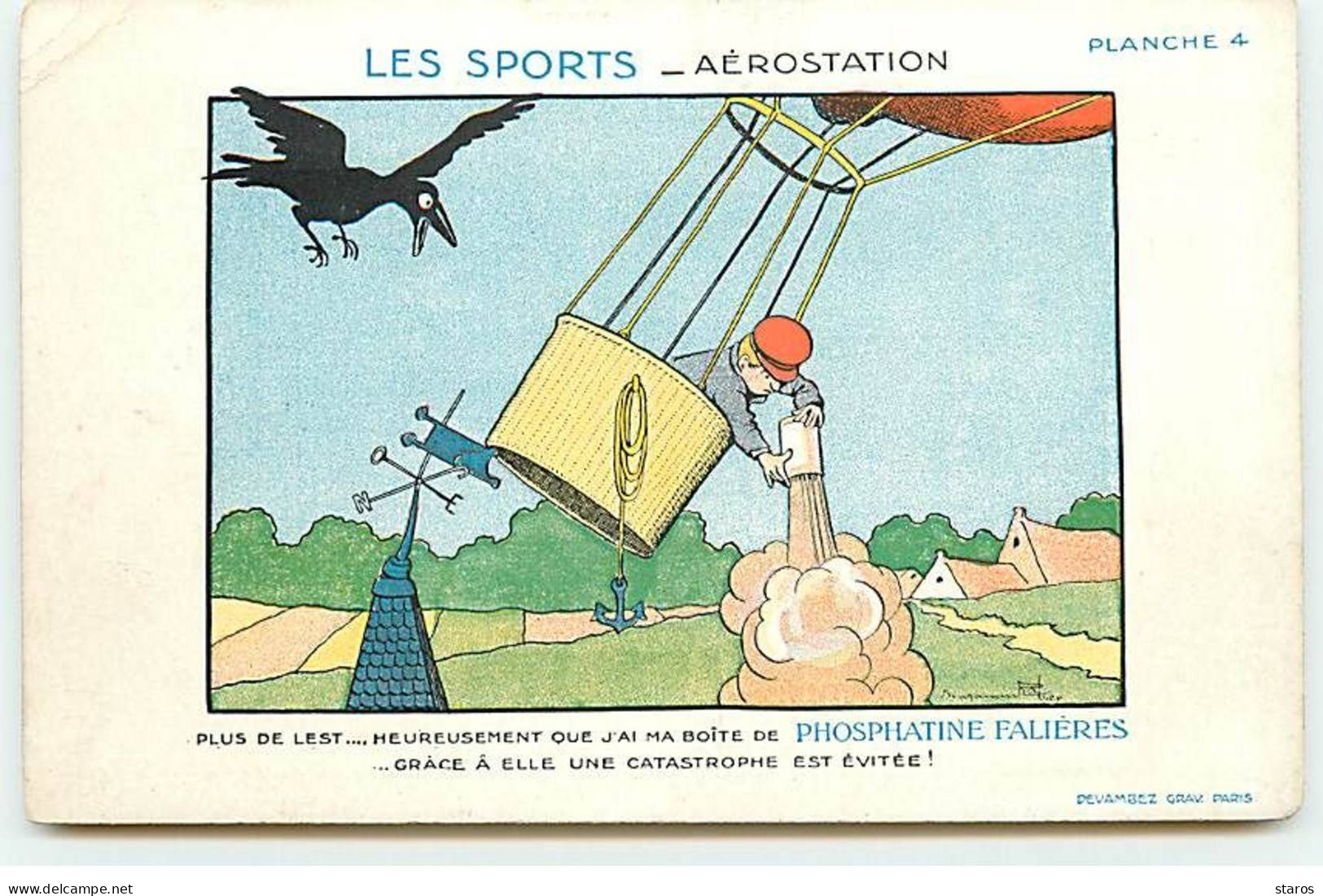 Illustrateur - B. Rabier - Les Sports Aérostation - Montgolfière - Phosphatine Falières - Planche N°4 - Rabier, B.