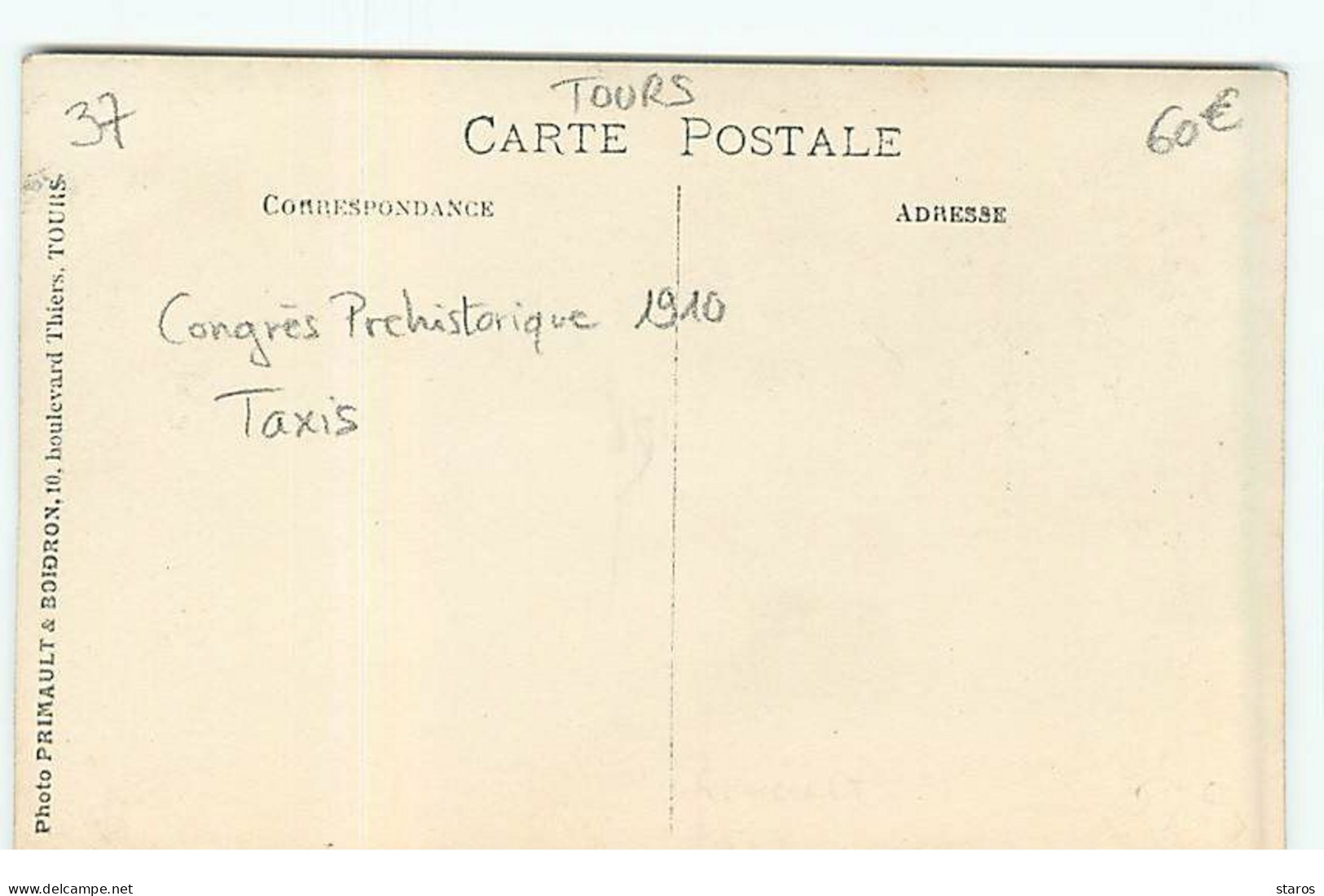 Carte Photo -TOURS - Congrès Préhistorique 1910 - Taxis - Tours