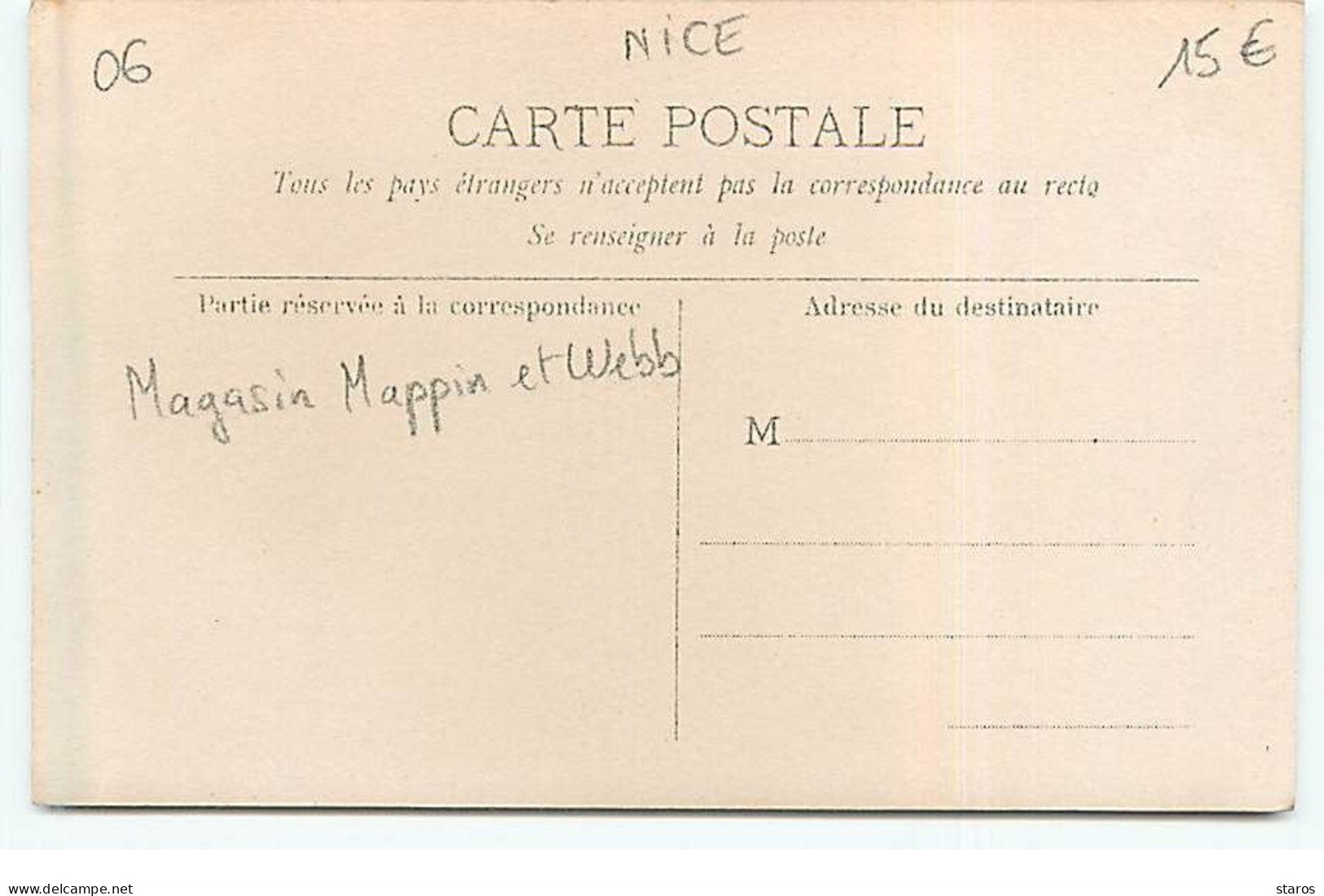 Carte Photo - NICE - Magasin Mappin Et Webb - Homme Debout Près D'un Banc - Autres & Non Classés