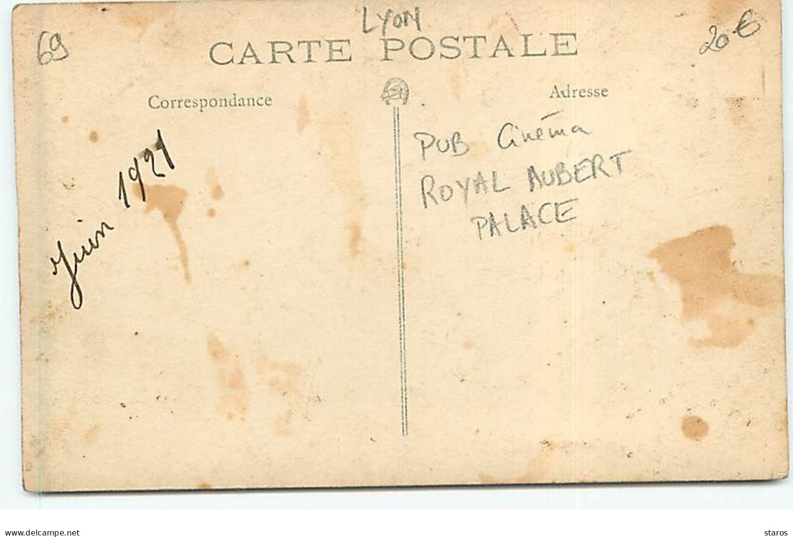 Carte Photo - LYON - Terrasse De Café - Publicité Cinéma Royal Aubert Palace - Lyon 1