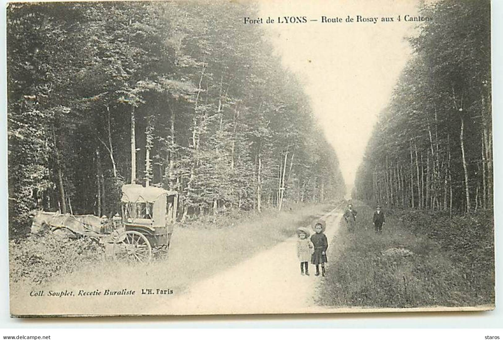 Forêt De LYONS-LA-FORET - Route De Rosay Aux 4 Cantons - Diligence Tirée Par Un Cheval - Lyons-la-Forêt