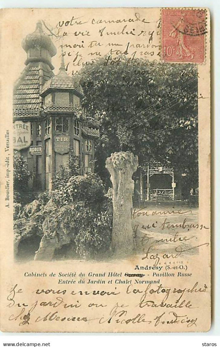 ANDRESY - Cabinets De Société Du Grand Hôtel Ozeray - Pavillon Russe - Entrée Du Jardin Et Chalet Normand - Andresy