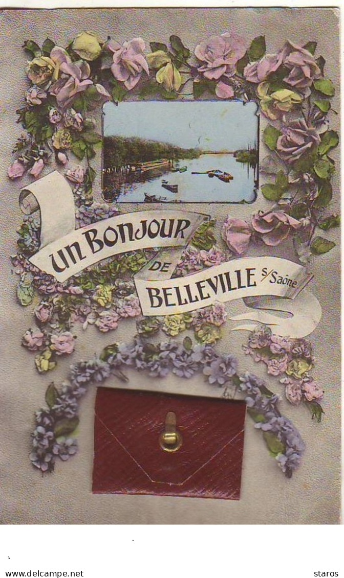 Carte à Système - Un Bonjour De BELLEVILLE SUR SAONE - Belleville Sur Saone