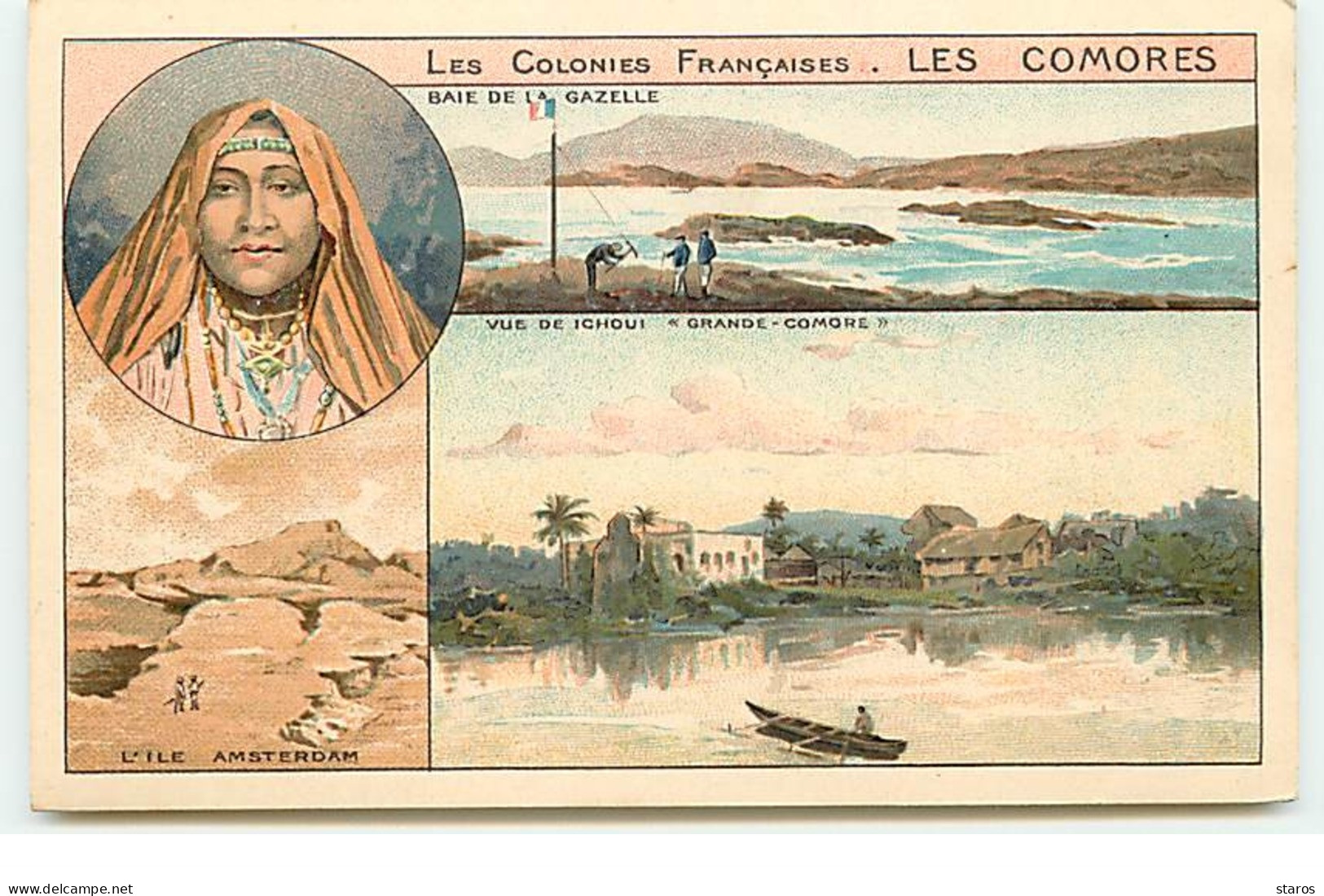Les Colonies Françaises : Les Comores - Baie De La Gazelle (Multi-vues) - Publicité Phoscao - Comores