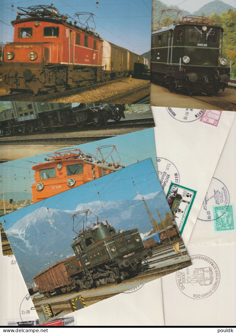 50 Covers & Cards With Trains As A Theme, Either Stamps Or Postmarks. Postal Weight 0,255 Kg. Please Read Sales Conditio - Trains