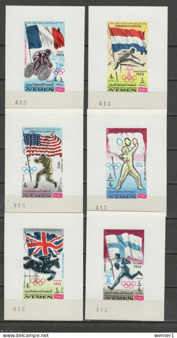 Yemen Kingdom 1968 Olympic Summer Games, Cycling, Fencing, Equestrian, Athletics Etc. Set Of 12 S/s Imperf. MNH -scarce- - Verano 1968: México