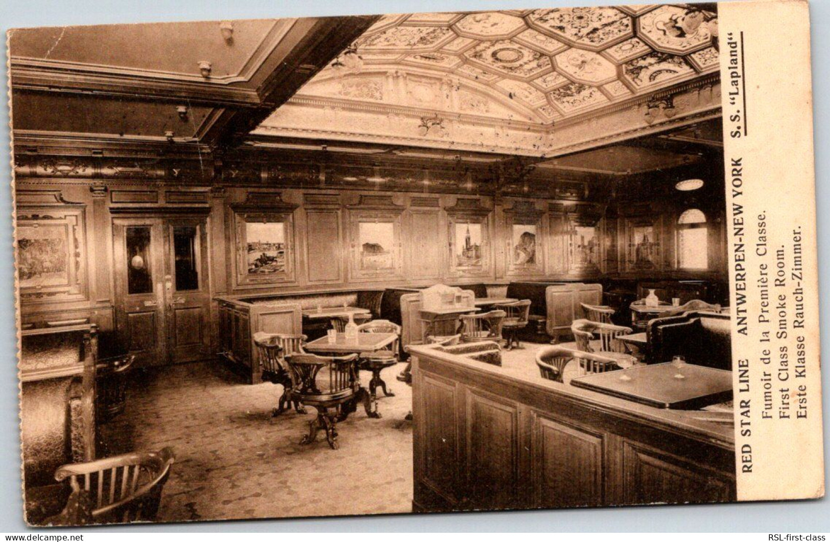 RED STAR LINE : First Class Smoke Room From Series Interior Photos 3 - Booklet Lapland - Steamers