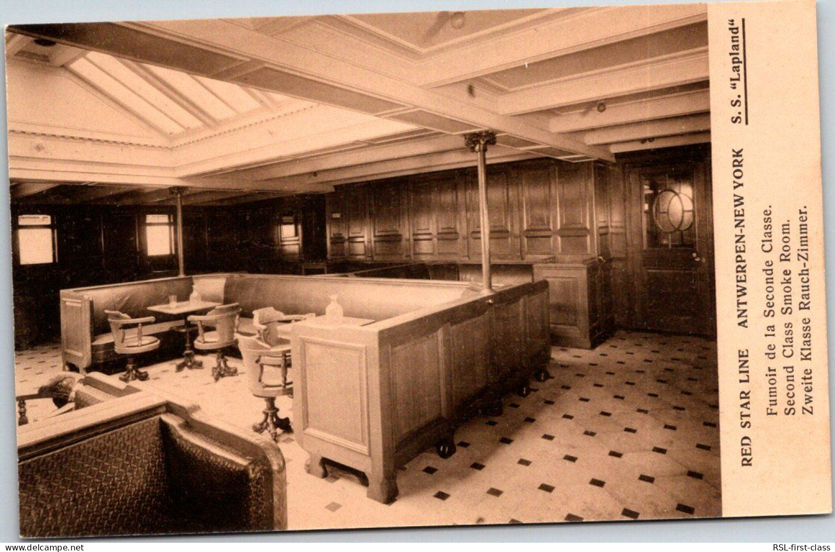 RED STAR LINE : Second Class Smoke Room From Series Interior Photos 3 - Booklet Lapland - Steamers