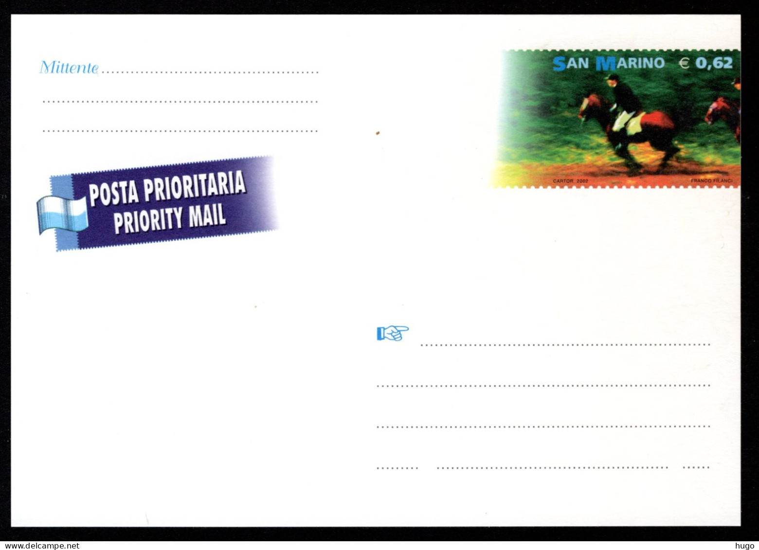 SAN MARINO Briefkaart - Priority Mail 2002 - Postal Stationery