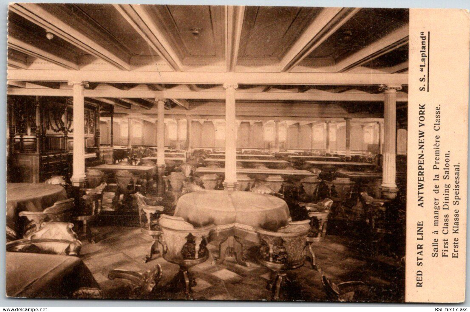 RED STAR LINE : First Class Dining Saloon From Series Interior Photos 3 - Booklet Lapland - Steamers