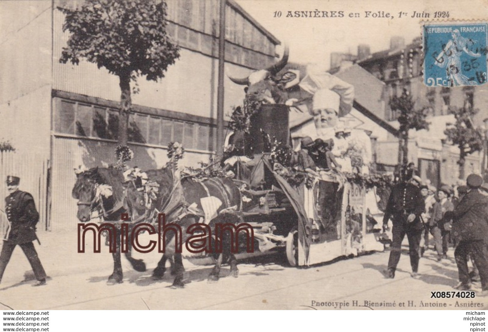 CPA 92 ASNIERES En Folie 1er Juin 1924 Char  Tres Bon état - Asnieres Sur Seine