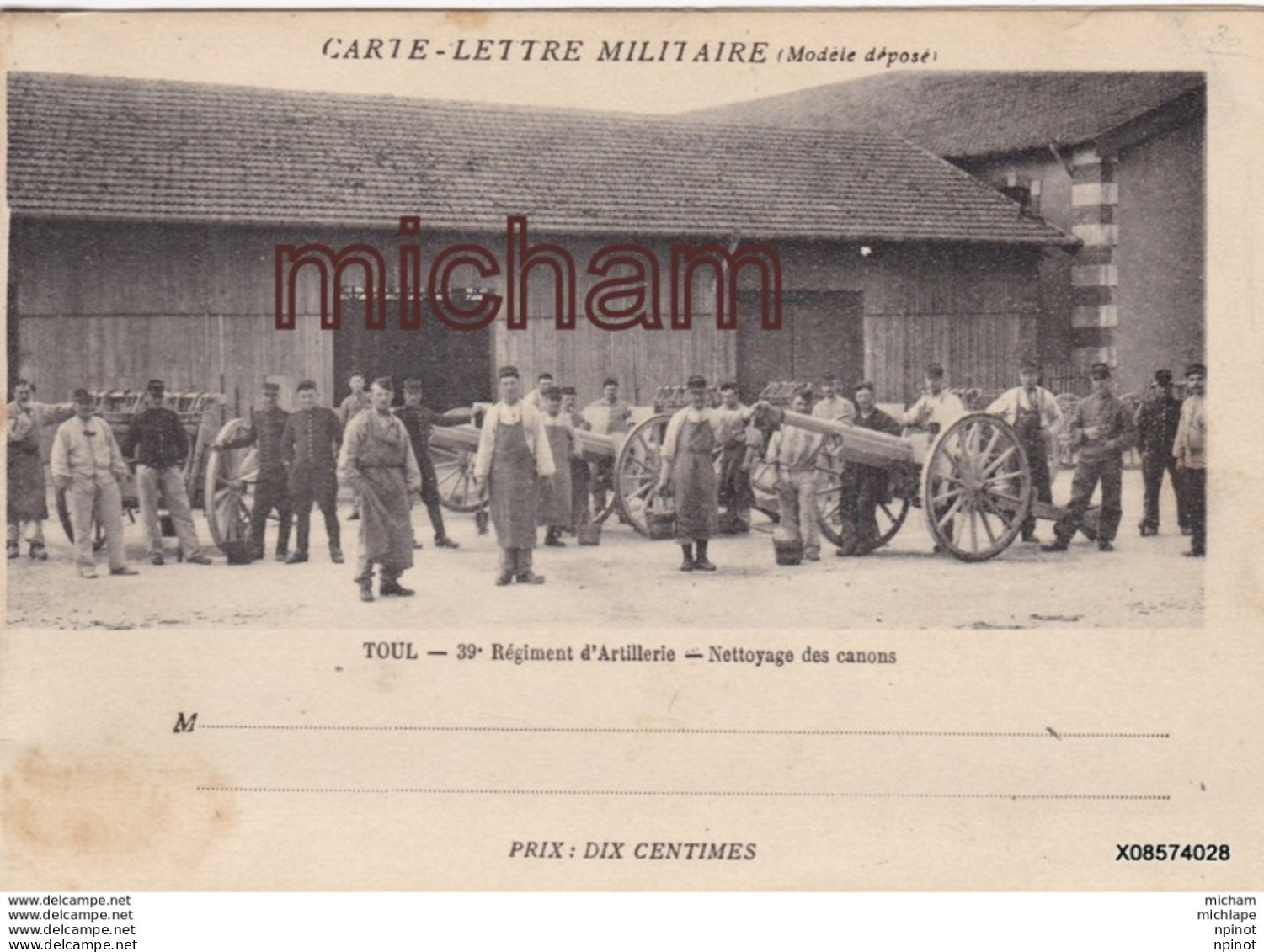 CPA   54 TOUL Carte Lettre  Regiment D Artillerie  Nettoyage Des Canons  Tres Bon état - Toul