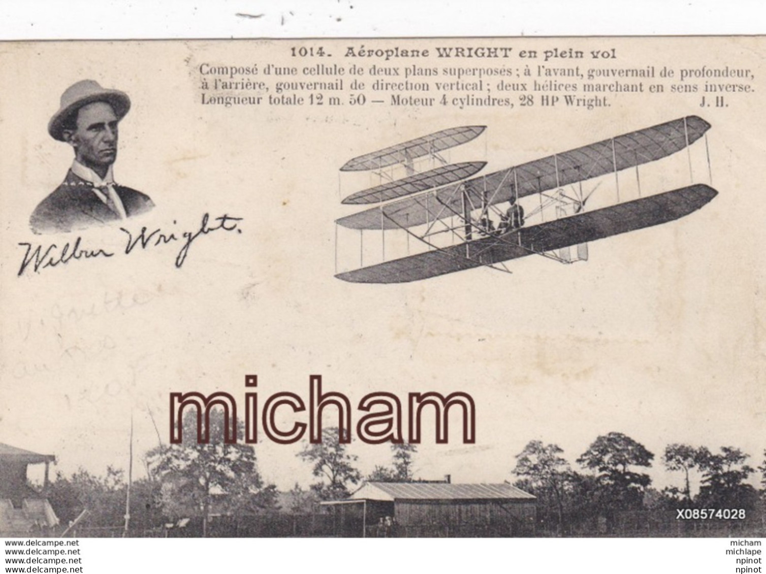 CPA   THEME Aviation   Aeroplane Wright    En Vol VIGNETTE   Tres Bon Etat - ....-1914: Precursors
