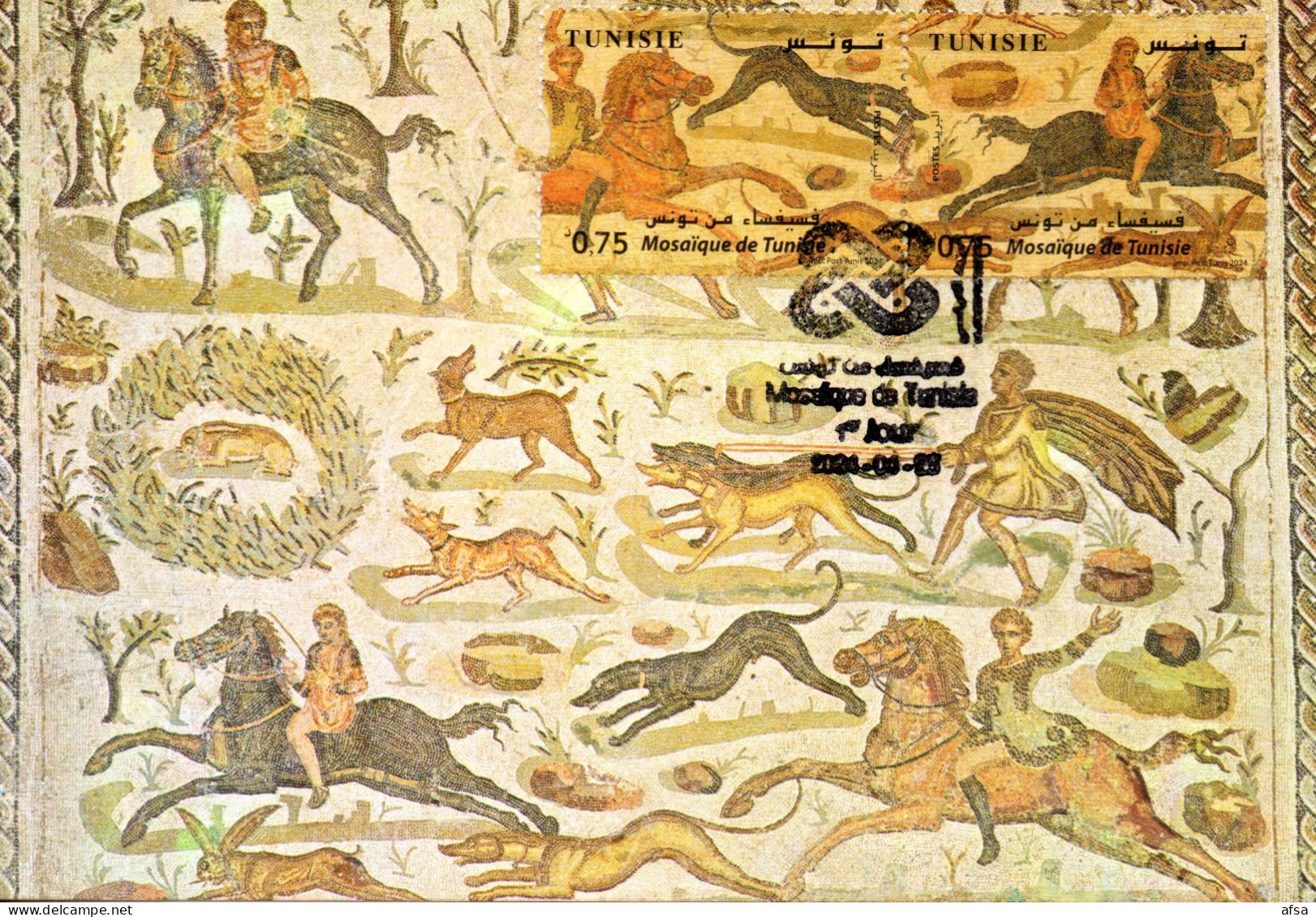 2024-carte Maximum -Mosaïques De Tunisie (scéne De Chasse) //Maximum Card-Mosaics From Tunisia (hunting Scene) - Archéologie