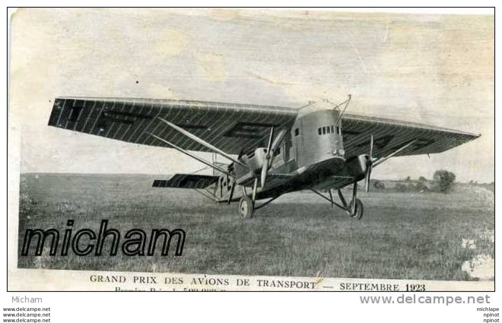 CPA  THEME  AVIATION  MONOPLAN FARMAN GRAND PRIX  DES AVIONS DE TRANSPORT 1923    PARFAIT ETAT - Aviateurs