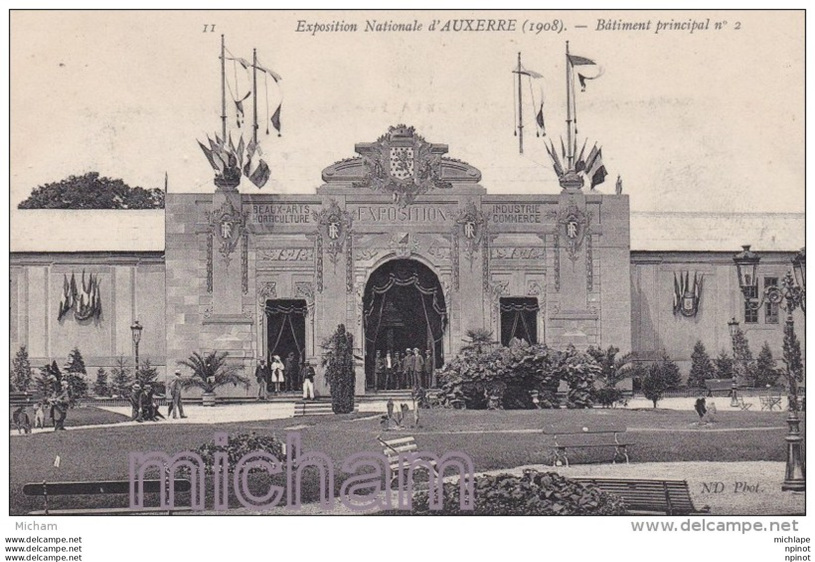 CPA 89  AUXERRE  EXPOSITION NATIONAL  1908  BATIMENT PRINCIPAL N°2 TB ETAT - Auxerre