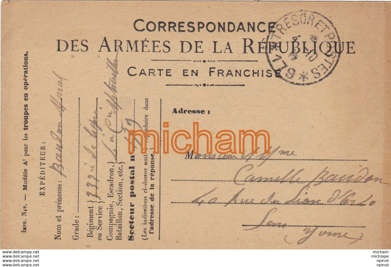 CPA  14-18 -   Correspondance  Militaire - 1914-18
