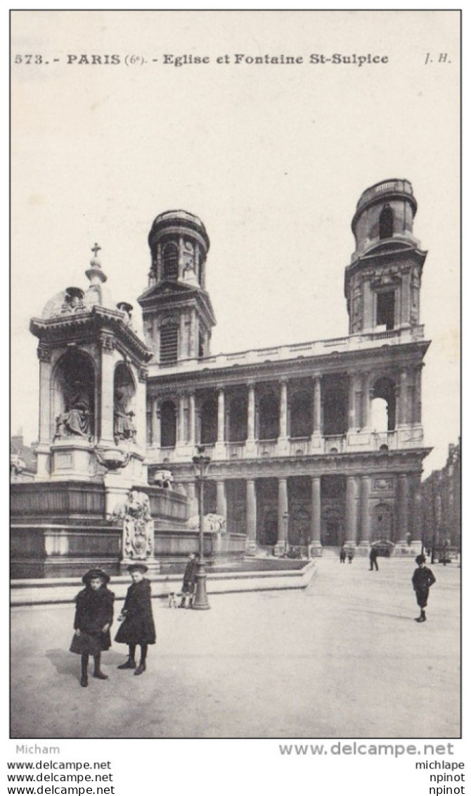 CPA    75 PARIS  6 Em    EGLISE   ET FONTAINE  ST SULPICE TB ETAT - Arrondissement: 06