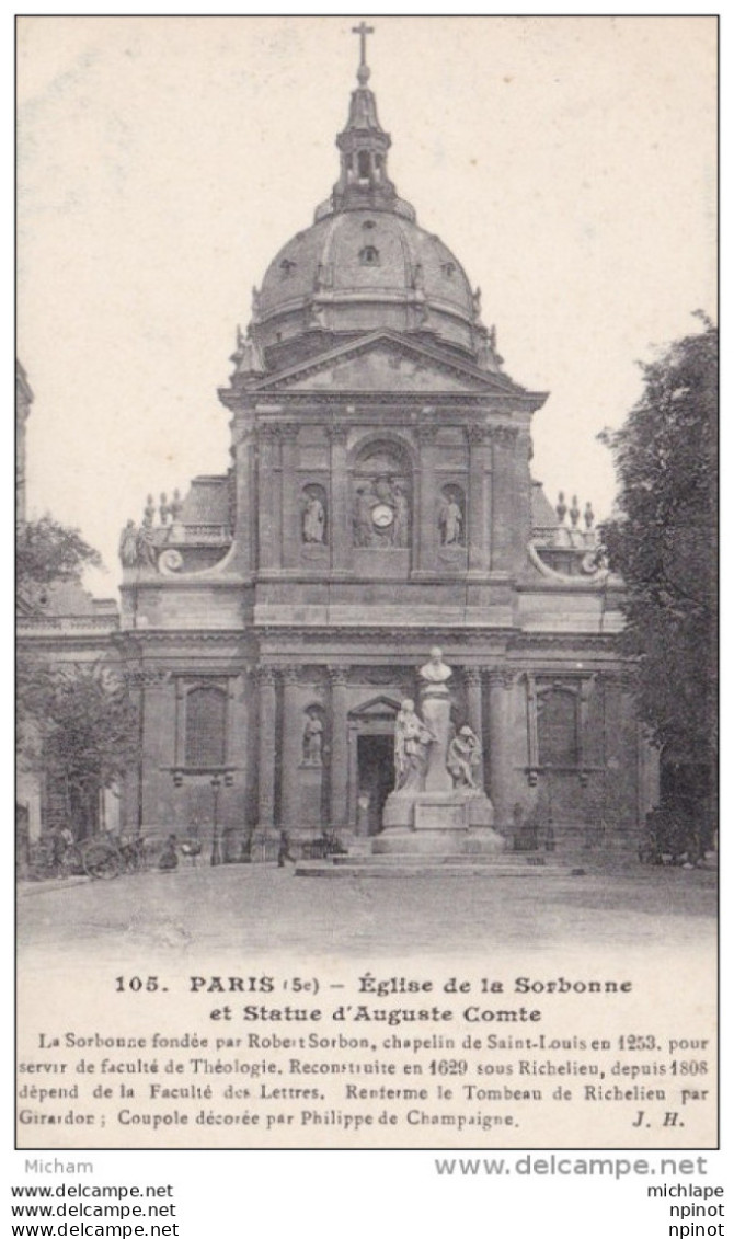 CPA    75 PARIS  5 Em  EGLISE  DE LA SORBONNE  ET STATUE  AUGUSTE  COMTE  TB ETAT - Paris (05)