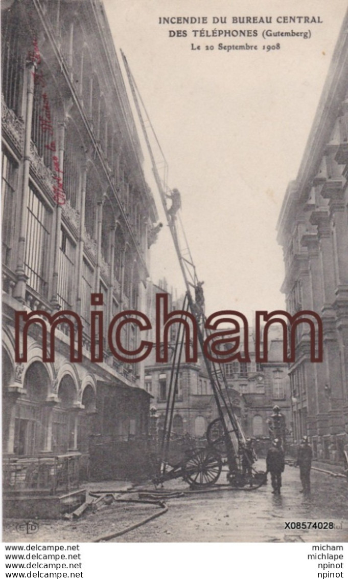 CPA 75 PARIS  Incendie Du Bureau Central  Des Telephones (gutemberg) 1908  TRES BON ETAT - Autres & Non Classés