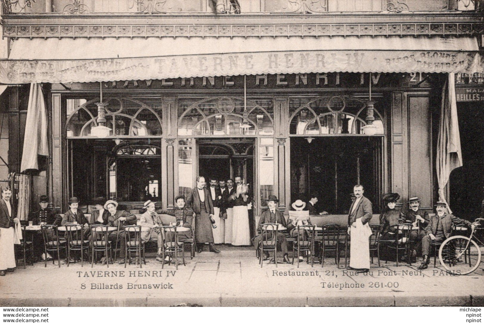 C P A  - 75  -  PARIS  - 1er -  Taverne  Henri Taverne  Henri IV  Restaurant - 21 Rue Du Pont Neuf  -  Belle  Animation - District 01