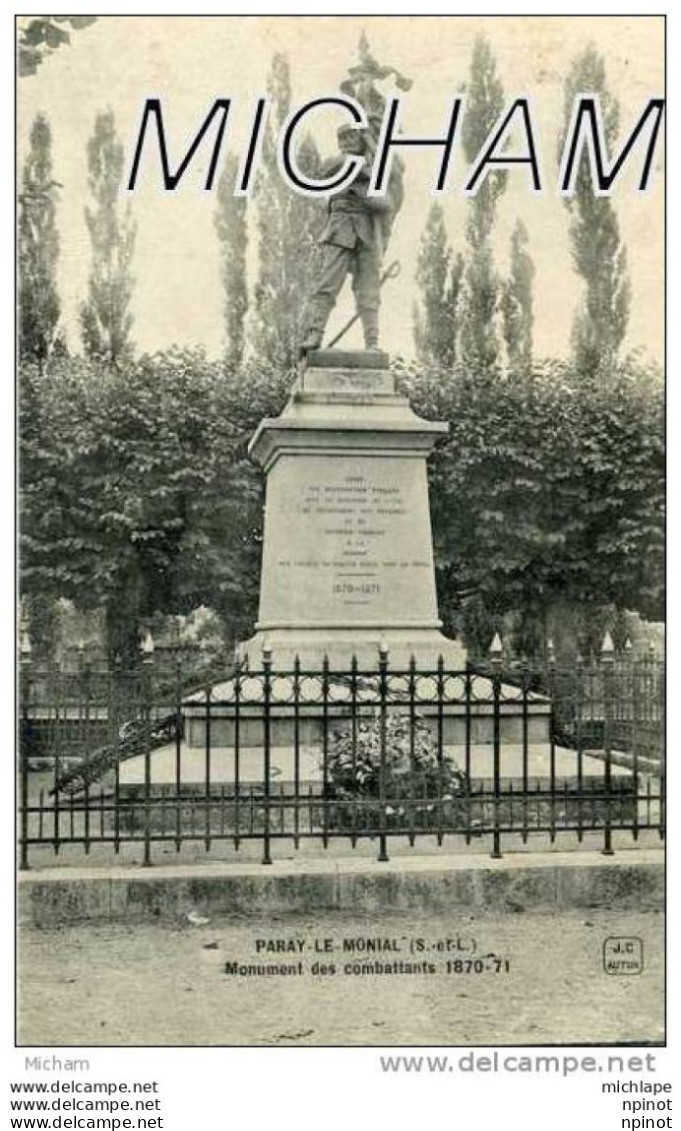 CPA 71  PARAY LE MONIAL  MONUMENT 1870  PARFAIT ETAT - Paray Le Monial